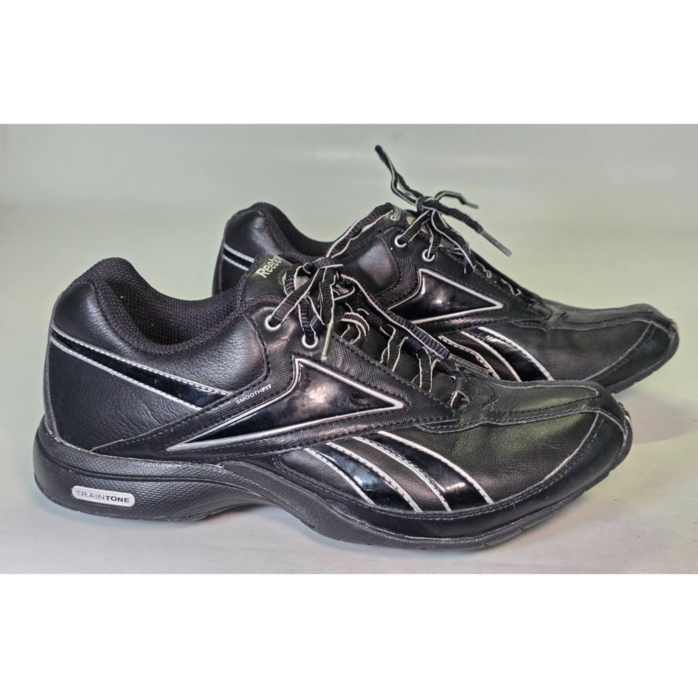 Reebok TrainTone Women's Sneakers‎ Size 8 Black Leather Walking Running Shoes
